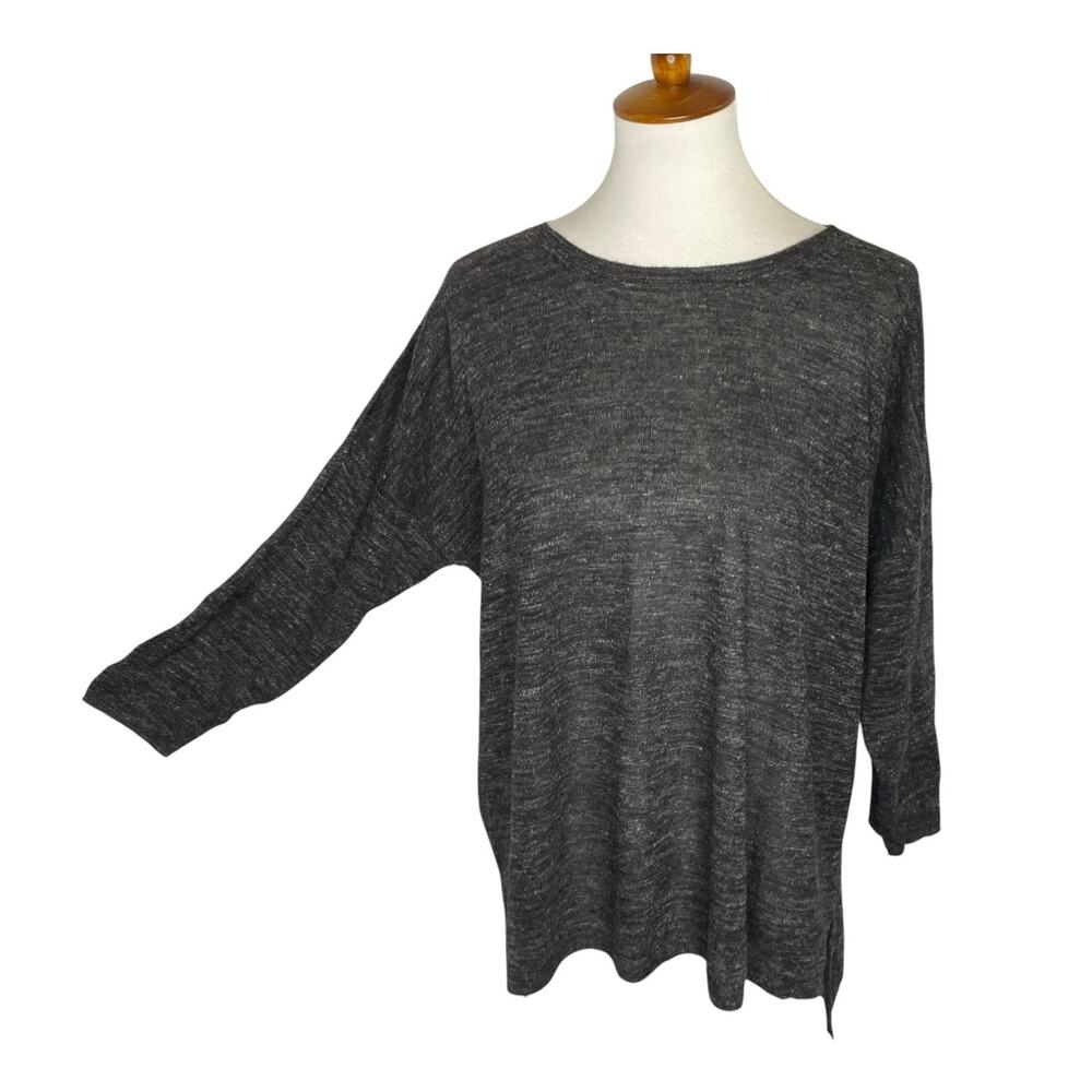 J.Crew Sweater Dark Gray Wool Alpaca Linen Oversized Knit Large Boho Slouchy